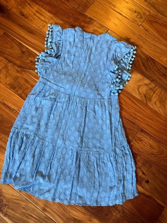 Lilly Pulitzer Light Blue Pom-Trim Tiered V-Neck Dress, sz 6, VGUC - Picture 6 of 7